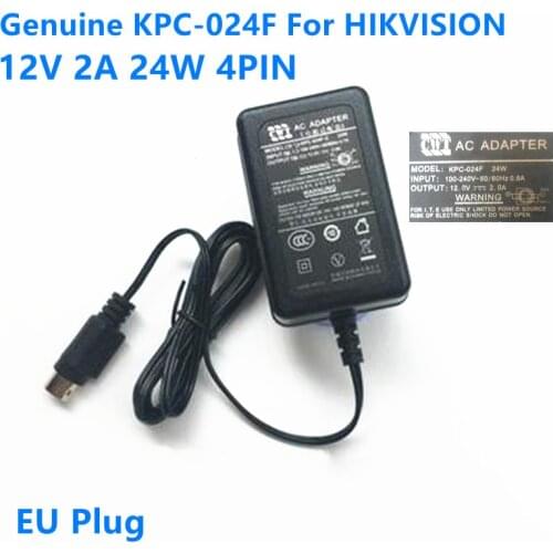 Genuine EU KPC-024F 12V 2A 24W 4PIN KPC-024F-C Ac Adapter For Hikvision DS-7204HWI-SH Economic WD1 DVR KCP-024F LTD8308T-FT