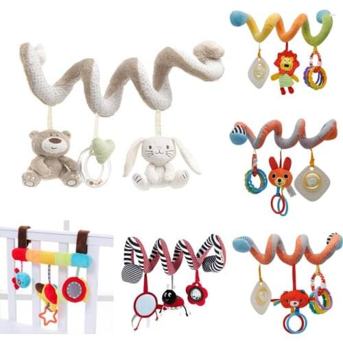 Baby Rattle Toy Bear Rabbit Soft baby bed Hanging toy Spiral Activity rabbit Round the Bed Baby Educational Rattles Toys 20% off