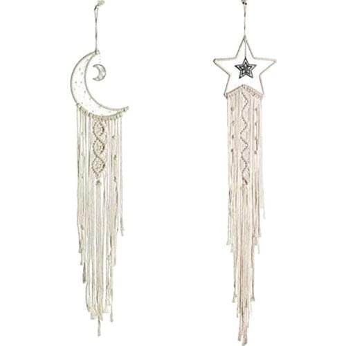 HOT Moon and Star Dream Catchers, Handmade Woven Cotton Dream Catchers Wall Hanging Home Decoration Ornament Craft Gift