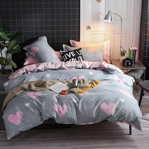 Bed Linens Pink Love King Size Wedding Bedsheet Winter Double Ab Side Grey Pink Duvet Cover Bamboo Fiber Lattice Flat Bedspread