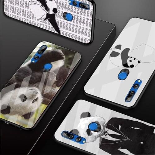 Cool Panda Tempered Glass Phone Case For Huawei honor 8X 9 10i 20i 20Lite 20Pro 30 Pro Cover Shell