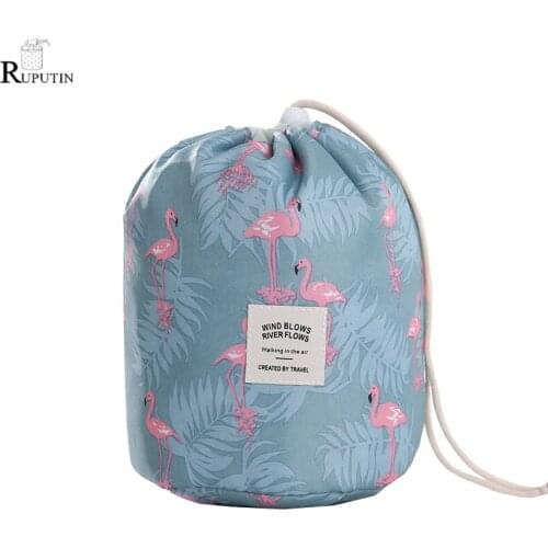 Drop Ship Drawstring Barrel Shaped Cosmetics Storage Bags Large Capacity Porta Maquiagem Travel Waterproof Wash Bagswallet 60XX