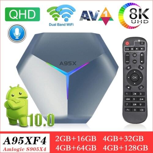 QHDTV a95x f4 iptv Box Amlogic S905X4 RGB Light TV Box Android 10 4G 64G 32G 128G Set Top Box 8K Smart ip tv A95XF4 Dual Wifi