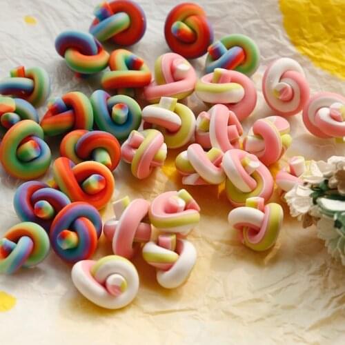 Rainbow color soft pottery hand-knotted patch DIY earrings earrings material accessories Japanese hand-made jewelry ins style