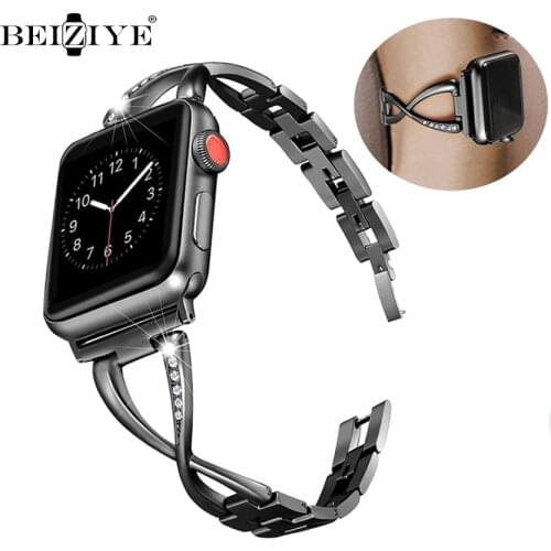 Diamond strap For Apple Watch Band 42mm 38mm band women Stainless Steel Strap For Apple Watch 40mm 44mm Series 5 4 3 2 watchband
