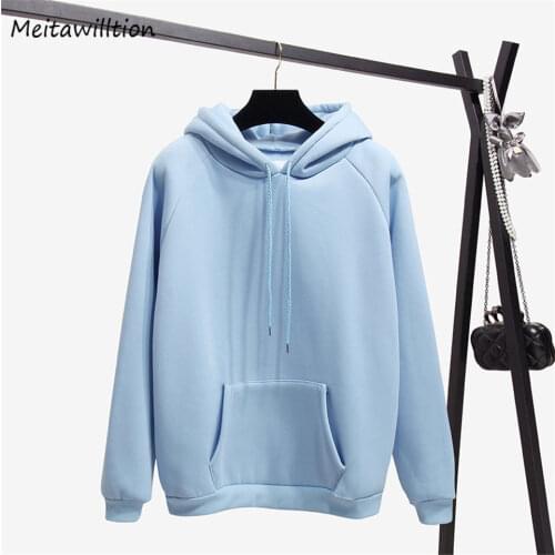 Autumn And Winter Yellow Long Sleeve Hoodies Sweatshirts 2019 New Fashion Pure Color Loose Top Womens Sweatshirt Coat