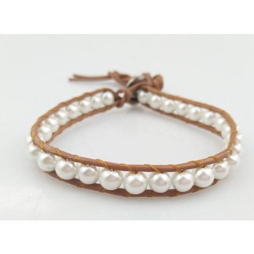 Slap up Freshwater Pearl Beads Wrap Bracelets for Women Luxury Beads Genuine Leather Wrap Bracelet Femme Lucky Gift Dropshipping