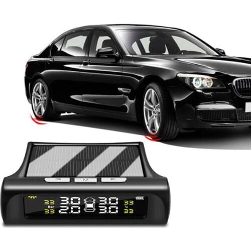 Universal Wireless car TPMS Solar Power Tire Pressure Monitoring System Color LCD Display with 4 External Sensors