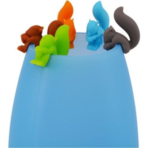 SUEF 1PCS Silicone Tea Infuser Squirrel Device Tea Bag Hanging Snail Mug Cup Clip Label Party New Year Supplies Tea Accessories