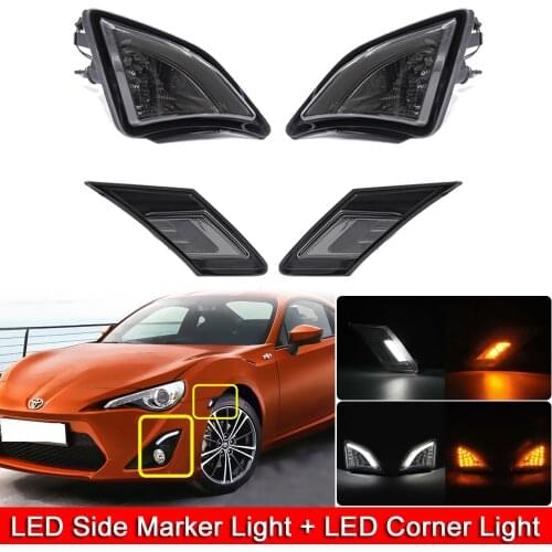 Clear or smoked lens LED side markerturn signal light+Corner lamp for Toyota GT86 Scion FR-S 2013-up
