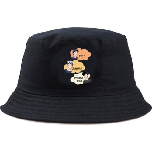 Anime Haikyuu print Bucket Hat men Cotton Fishing Hunting Cap Outdoor Beach Fisherman Panama Womens Bucket Hat
