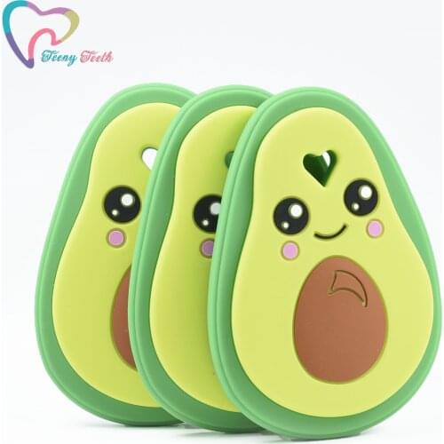1 PC Baby Silicone Teether Cartoon Avocado Food Grade Silicone Pandents DIY Teething Toys For Teeth Tiny Rod Baby Teethers Gift