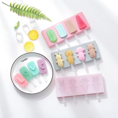 1PC Homemade Ice Cream Molds Cute Reusable Ice Cubes Tray Silicone DIY Popsicle Mold Holiday Party Christmas Decor Dessert Maker