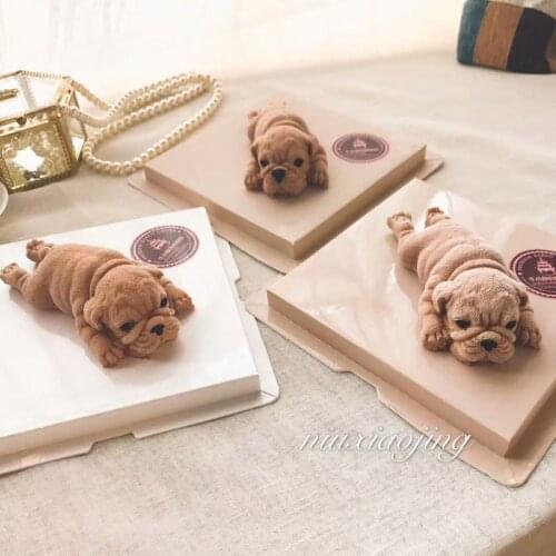1Pcs Silicone Shar Pei Dog Cake Mold DIY Handmade Creative Sleeping Dog Mousse Ice Cream Mold Baking Utensils