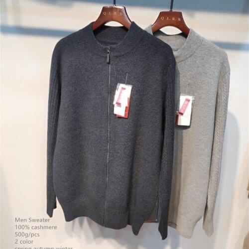 Naizaiga 100% cashmere o-neck men cardigans winter thick fathers warm sweater, MPSM306