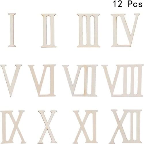 12pcs Wooden Roman Numerals Shape Wood Numerics Numbers DIY Household Bedroom Ornaments Craft Decoration Gift