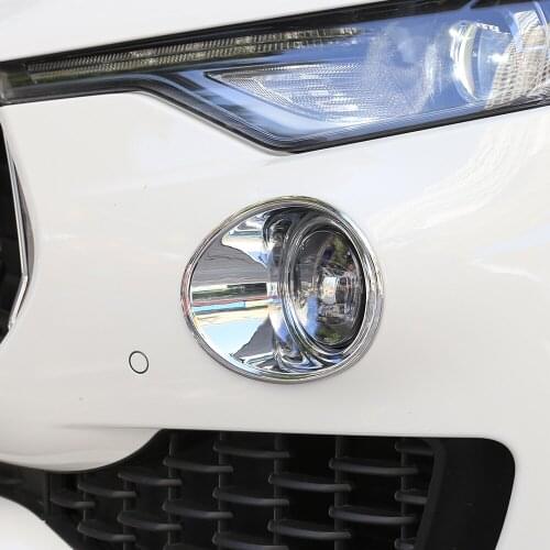 2 Pcs For Maserati Levante 2016 Car-Styling ABS Bright Silver Front Fog Light Lamp Decoration Cover Trim Stickers Accessories