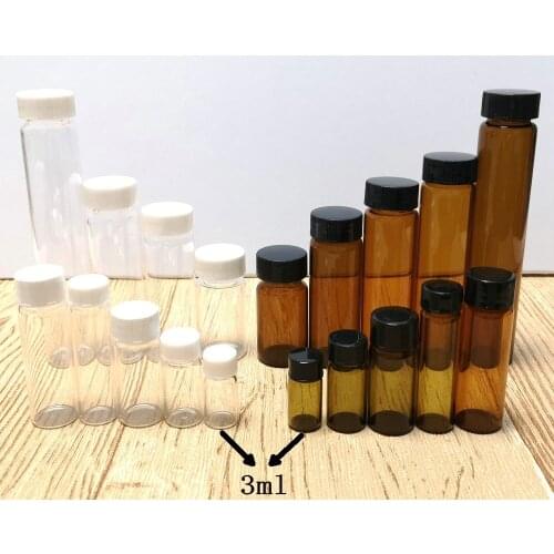20pcs 3ml Glass Jar Clear brown thread Retain Sample Bottle Reagent Glass Container for Storage