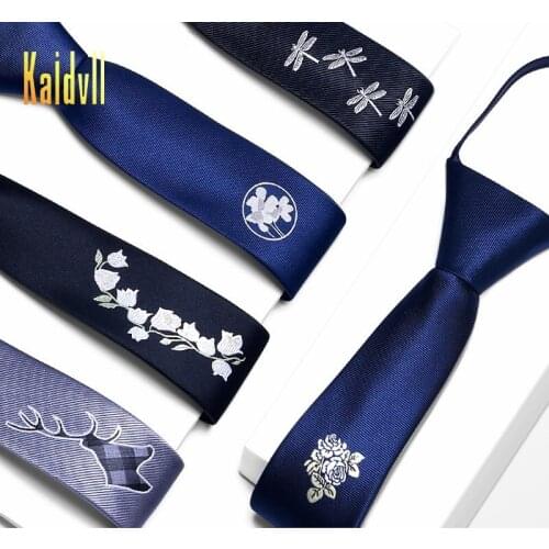 2020 Designer New Fashion 5cm Slim Ties for Men Zipper Neckties Wedding Casual Creative Embroidery Accessories with Gift Box