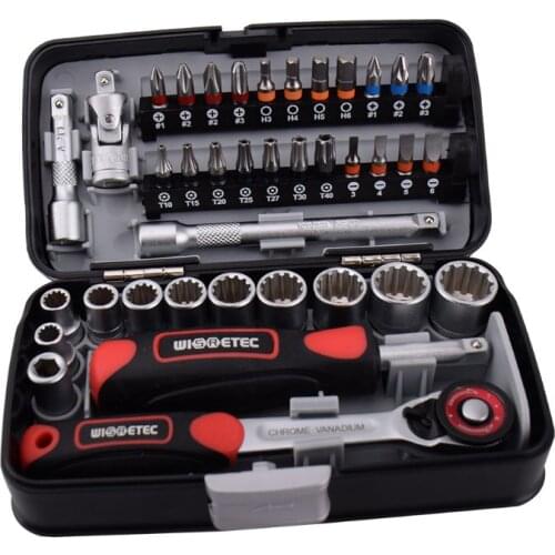 38Pcs Mini Ratchet Wrench Set 1/4" Socket Hex Head Screwdriver Slot Bike Repair Drop Ship
