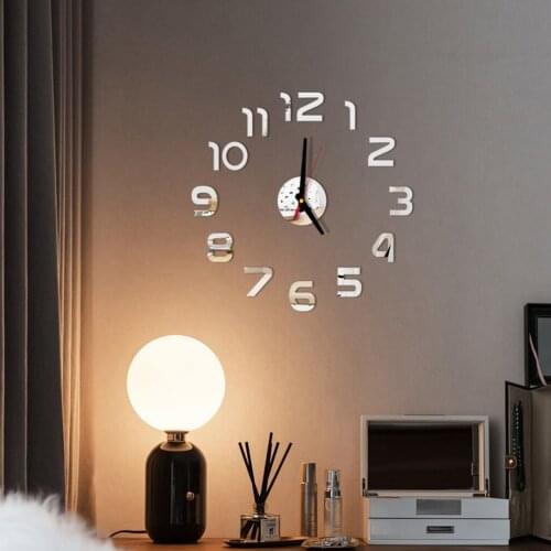 3D Wall Clock Acrylic Mirror Stickers Home Living Room Bedroom Bird Plant Quartz Needle Wall Watch Modern Design Deco Wall Clock