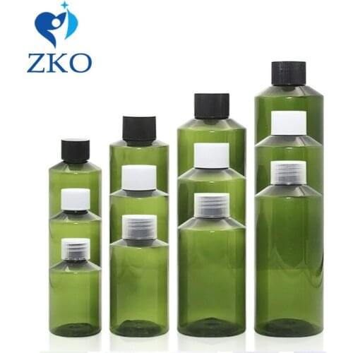 5pcs/lot 50ml 100ml 150ml 200ml Green Sloping Shoulder Bottle with Cola Cap Plastic Empty Cosmetics Travel Screw Cap Bottles
