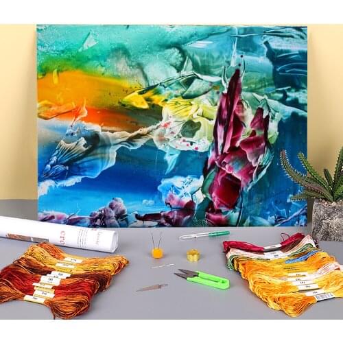 Abstract Sky Pre-Printed 11CT Cross-Stitch DIY Embroidery Kit DMC Threads Craft Handmade Hobby Handicraft Needle Floss