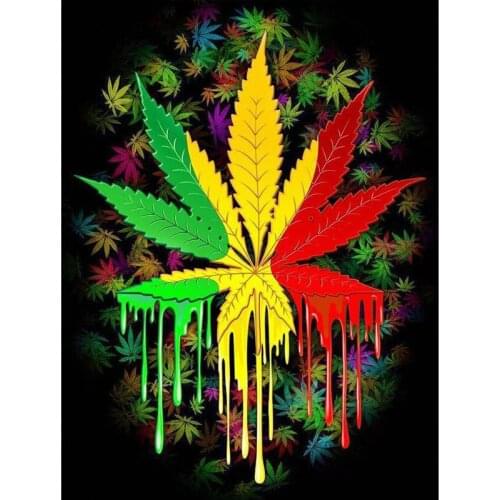 Diamond Painting Full Drill Square Color Maple Leaf Mosaic Diamond Painting Cross Stitch Embroidery Novelty Modern Room Decor