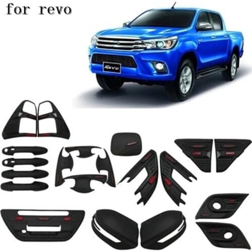 Car styling For Toyota HILUX revo Rear view mirror cover Rear Trunk Lid Trim Front Rear headlight Lamp Cover trim Door handle