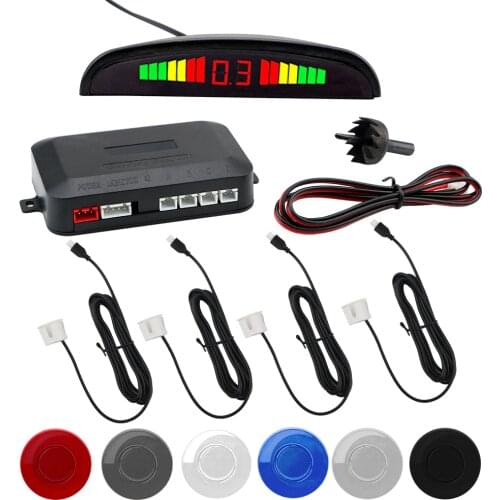 Reverse Backup Monitor Detector System Kits with 4 Sensors Car Parking Radar Car Auto Parktronic LED Parking Sensor