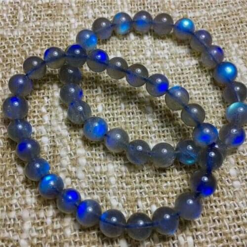 Natural Crystal Beads Bracelet Moonstone Blue Light stone AAA+ 9-8mm