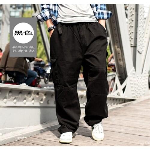 Men Hip Hop Cargo Pants Cotton Loose Baggy Long Trousers Wide Leg Military Tactical Pants Men Casual Streetwear Joggers Mens
