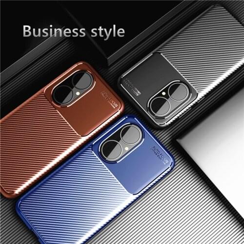 For Huawei P50 Case Armor Coque Silicone Fiber Rubber Protective Hard Phone Bumper Case For Huawei P50 Cover For Huawei P50