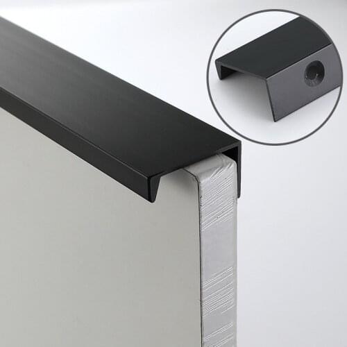 Black Hidden Cabinet Handles Aluminum Alloy Kitchen Cupboard Pulls Drawer Knobs Furniture Handle Bedroom Door Hardware