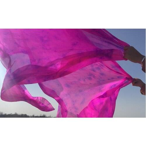 Pure Silk Floral Silk Belly Dance Veils Tie Dyed Costume Accessory 250*114cm Colorful Handscarf Rose Blue Yellow Free Shipping