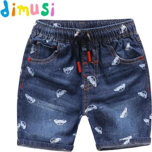 DIMUSI Boys car printing Jeans Ripped Shorts for Boys Summer Panties Jeans Shorts for Children Girls Shorts for Kids BC069