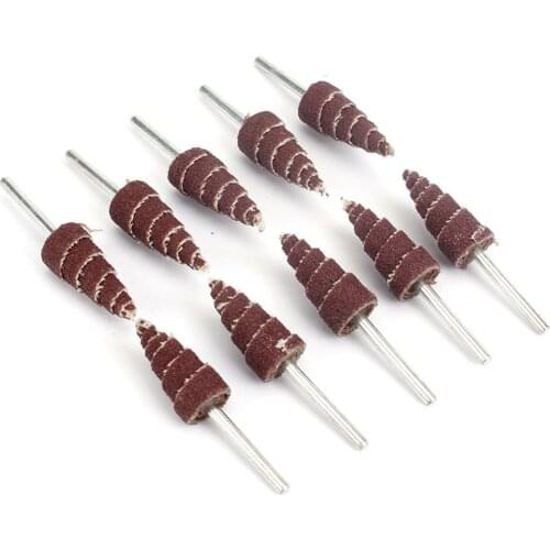 10pcs 80 Grit Cone Abrasive Cloth Sanding Flap Wheels Polishing Grinding Tools 3MM Shank Cone Polishing Disc