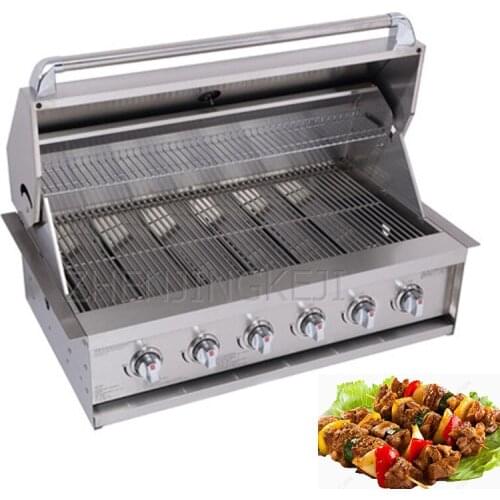 Home Barbecue Furnace Outdoor Stainless Steel Villa Gas Charcoal Dual Purpose Barbecue Stove Liquefied Embedded Burn Grilled