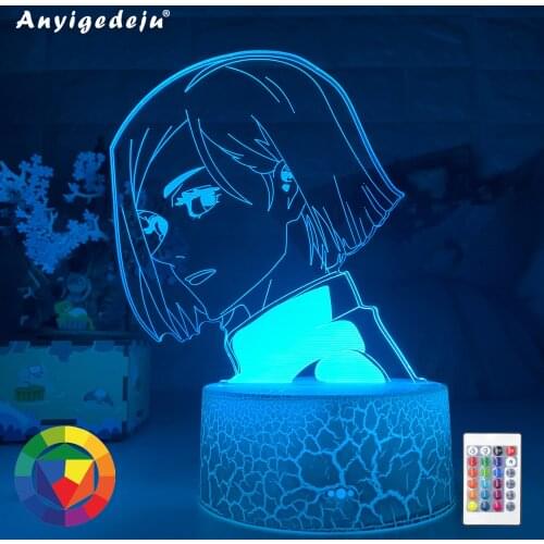 Jujutsu Kaisen 3D Illusion LED Night Light Manga Anime Kugisaki Nobara Fans Kids Creative Gifts Table Lamps RGB Flash Mode Color