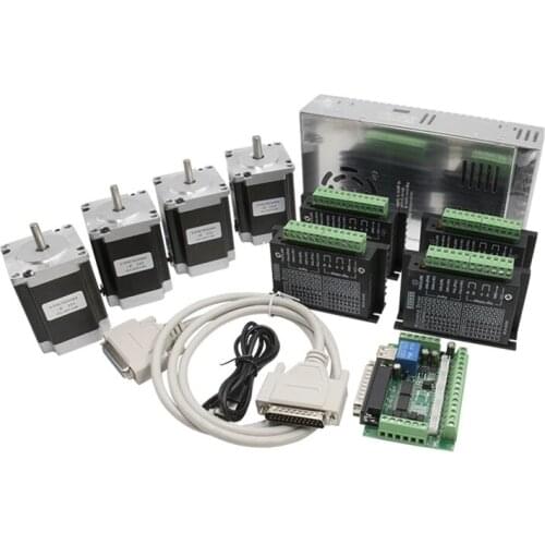 4 Axis CNC Router Kit, 4pcs TB6600 servo driver +MACH3 interface board +4pcs Nema23 255Oz-in stepper motor+power supply 360W