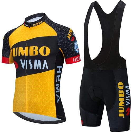 2020 Team New JUMBO VISMA Cycling Jersey 19D Bike Shorts Set MTB Ropa Ciclismo mens short sleeve bicycle shirts Maillot Clothing