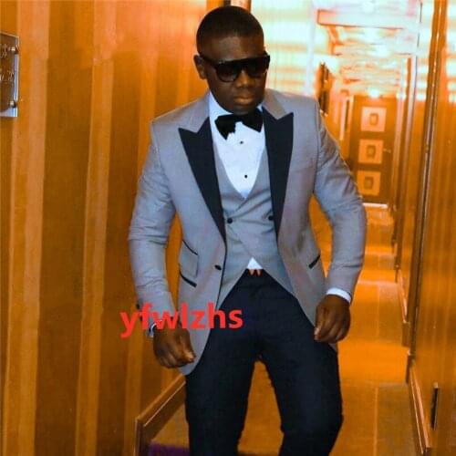 Handsome One Button Groomsmen Peak Lapel Groom Tuxedos Wedding Dress Men Suits Blazer Prom Dinner (Jacket+Pants+Tie+Vest) A188