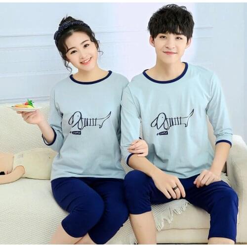 Summer 2pcs Pajamas Sets Pyjamas Women Mens Home Wear Animal Print Pajamas For Women Cotton Home Suit Couple Pajamas Sleepwear