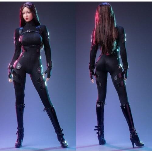 1/6 Scale 3S002 Combat Stealth Black Tights Clothes Suit & Leather Jacket Toys For12'' Female Body