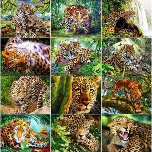 MomoArt Diamond Painting Leopard Full Drill Square Diamond Embroidery Spring Rhinestones Mosaic Animal Cross Stitch Home Decor