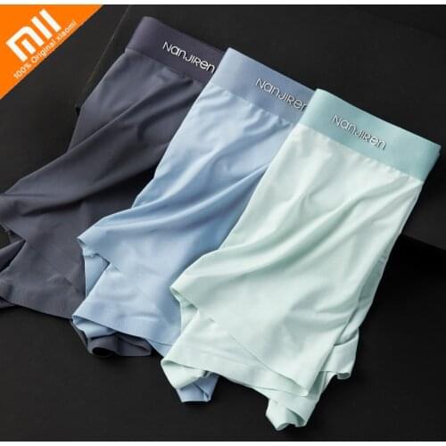 Xiaomi 3pcs Graphene Antibacterial Underwear for Men Panties Solid Color Man Ice Silk Seamless Underpatns Male Boxer Shorts