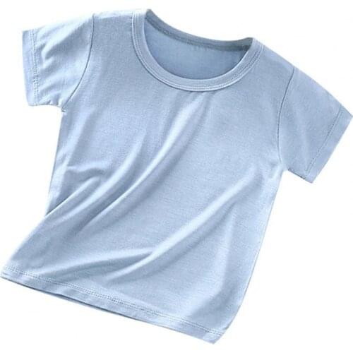New Skin-friendly Baby T-shirt Crew Neck Breathable Elastic Kids Unisex Cotton Short Sleeve Tops for Summer Clothing