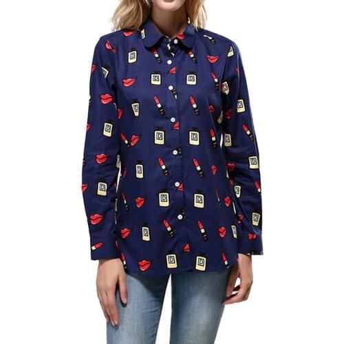 New Style Women Blouses Pattern Cotton Shirts Long Sleeve Floral Women Clothes Casual Plus Size Turn-Down Collar Cotton Blouses