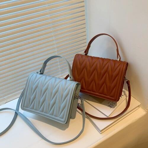 Geometric Embossing PU Leather Solid Color Crossbody Shoulder Messenger Bag Casual Ladies Small Clamshell Handbags Flap Purse