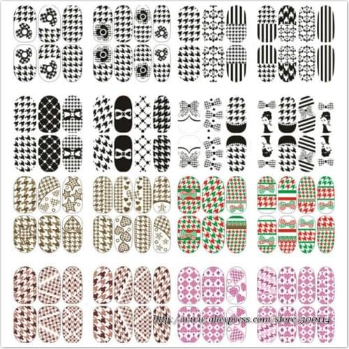 Wholesale New Arrival Swallow Gird Nail Art Sticker full cover nail patch 14 tip beauty wrap decoration 100pcs/lot free shipping